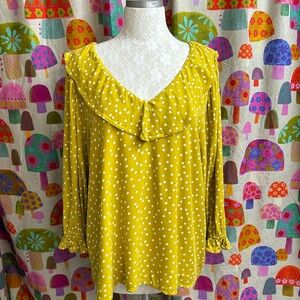 Goodthreads Polka Dot Long Sleeve Blouse. XL